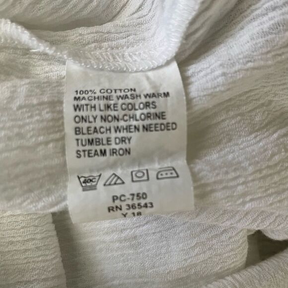 Izod Boho Cotton Crochet Short Sleeve Square Neck Womens Top Size L - Picture 8 of 8